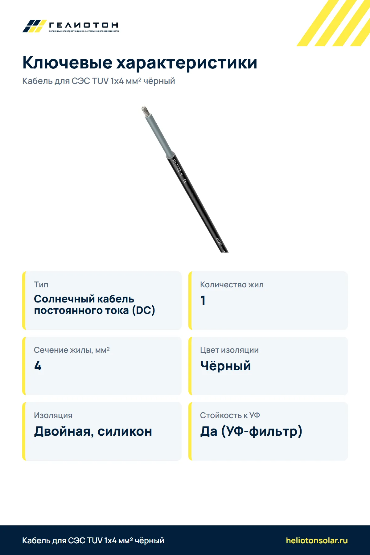Кабель для СЭС TUV 1x4 мм² чёрный