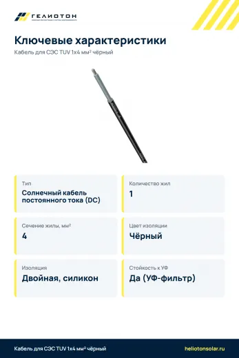 Кабель для СЭС TUV 1x4 мм² чёрный