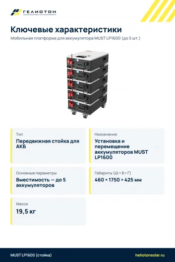 Мобильная платформа для аккумулятора MUST LP1600 (до 5 шт.)